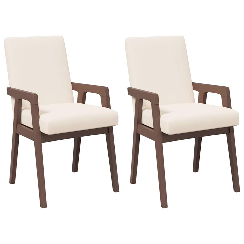 vidaXL Esszimmerstühle mit Kissen 2 Stk. Braun Massivholz Gummibaum