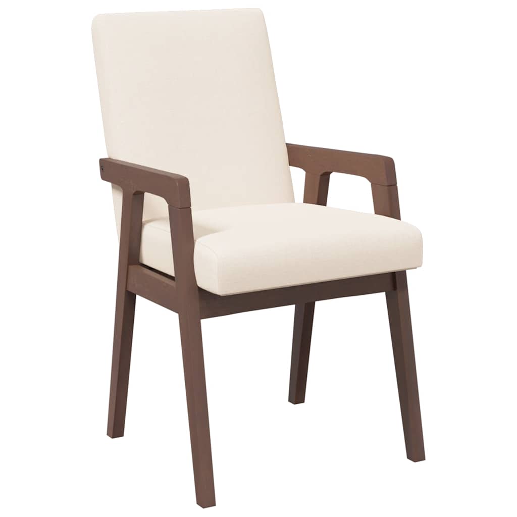 vidaXL Esszimmerstühle mit Kissen 2 Stk. Braun Massivholz Gummibaum