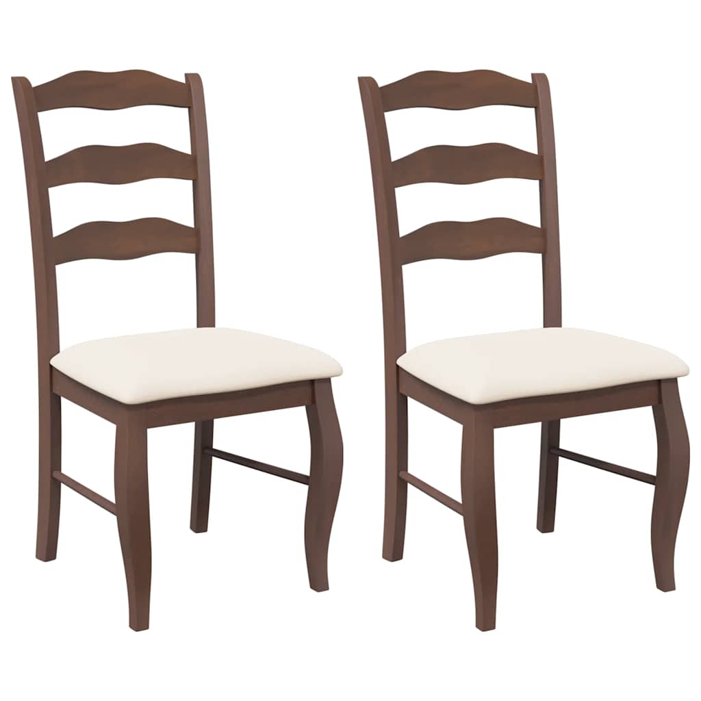 vidaXL Esszimmerstühle mit Kissen 2 Stk. Braun Massivholz Gummibaum