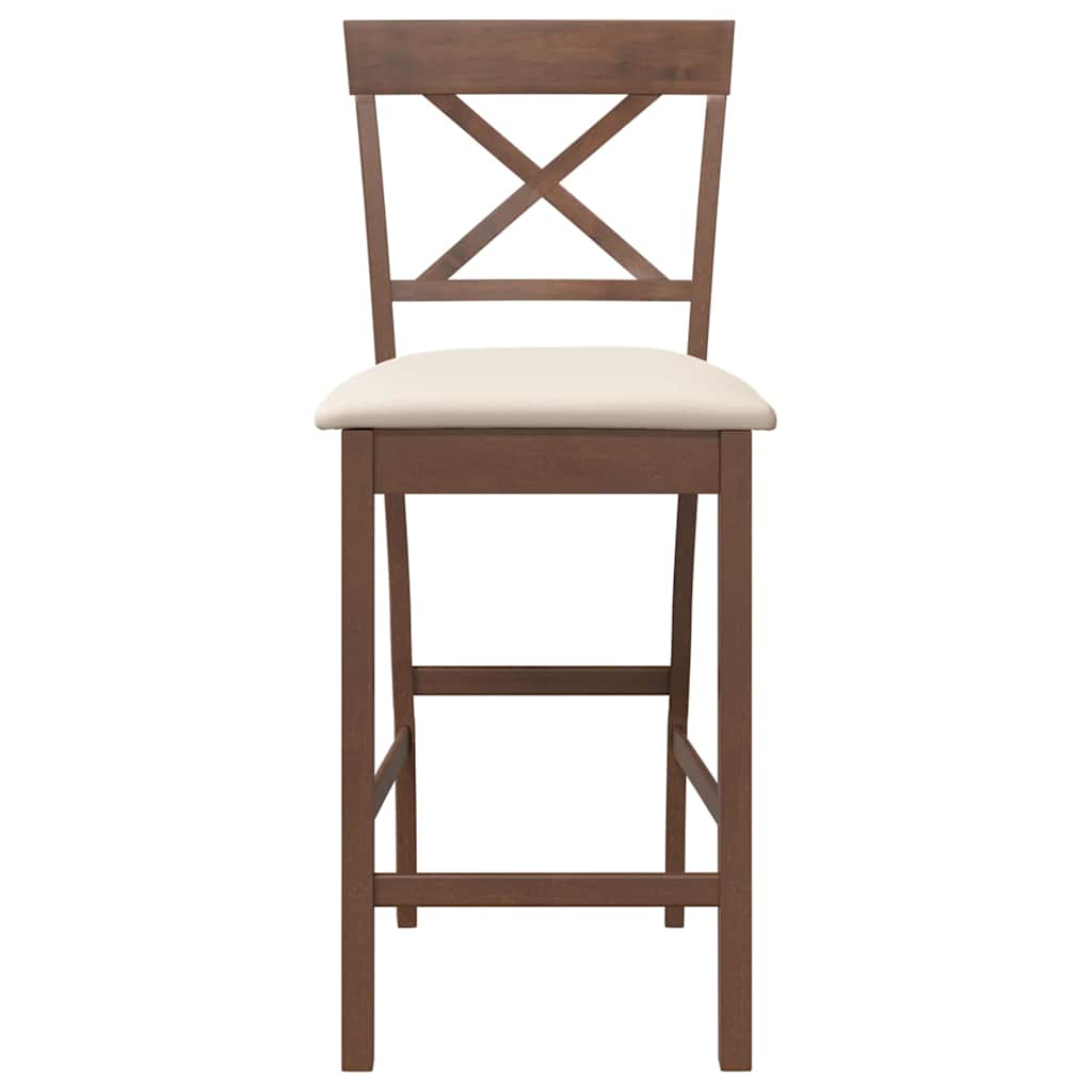vidaXL Barhocker mit Kissen 2 Stk. Braun Massivholz Gummibaum