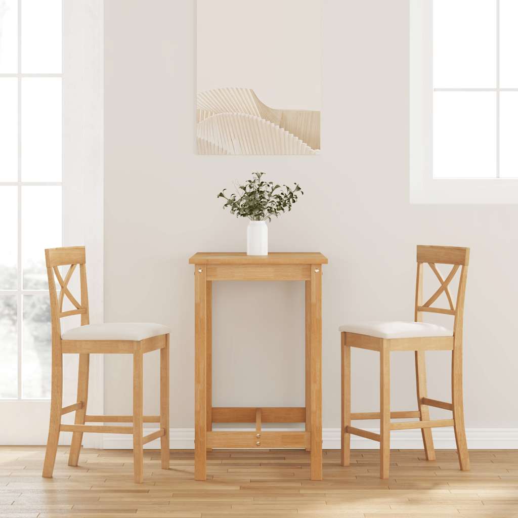 vidaXL Barhocker mit Kissen 2 Stk. Braun Massivholz Gummibaum