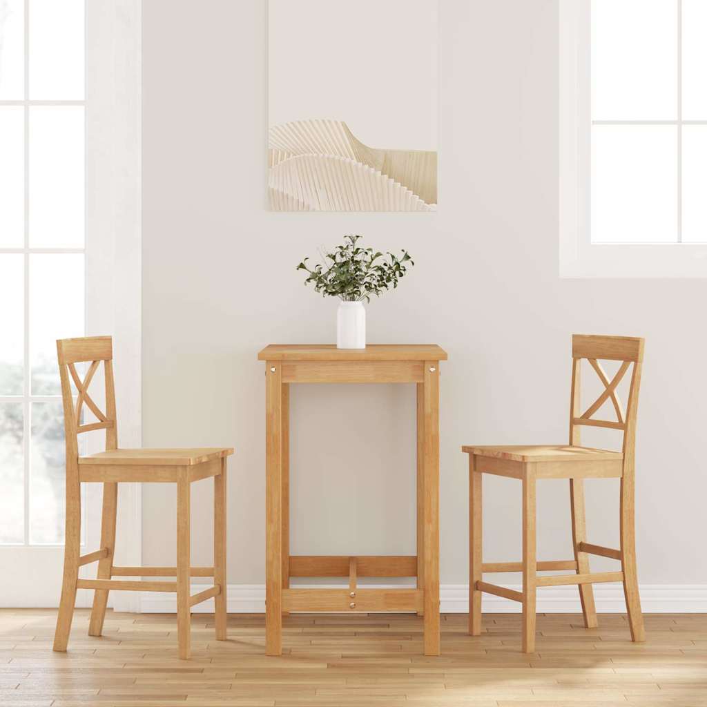 vidaXL Barhocker mit Kissen 2 Stk. Braun Massivholz Gummibaum