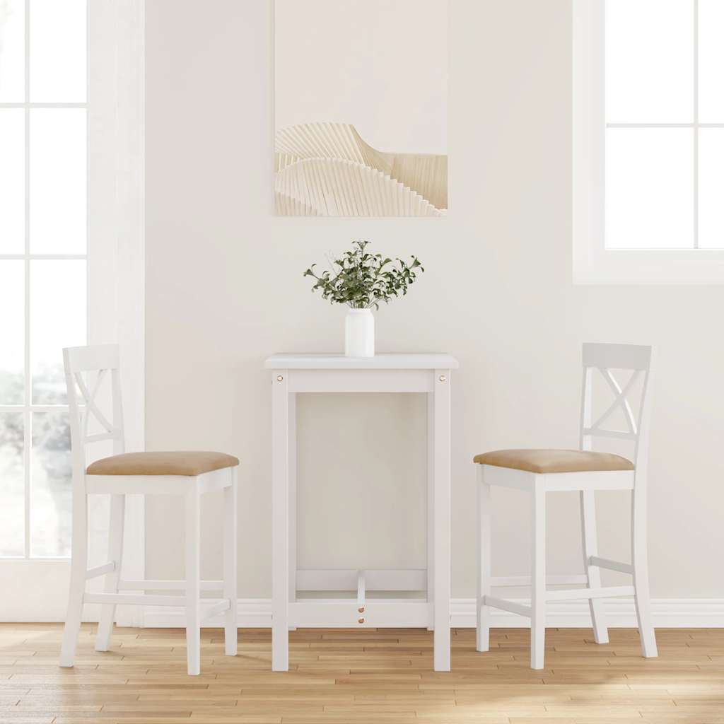 vidaXL Barhocker mit Kissen 2 Stk. Braun Massivholz Gummibaum