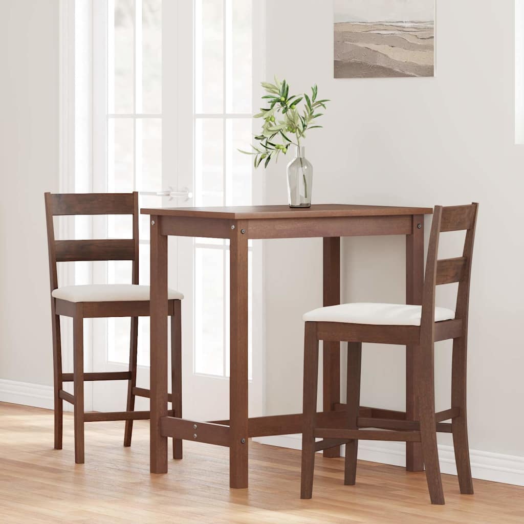 vidaXL Barhocker mit Kissen 2 Stk. Braun Massivholz Gummibaum
