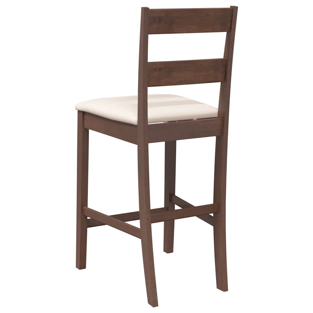 vidaXL Barhocker mit Kissen 2 Stk. Braun Massivholz Gummibaum