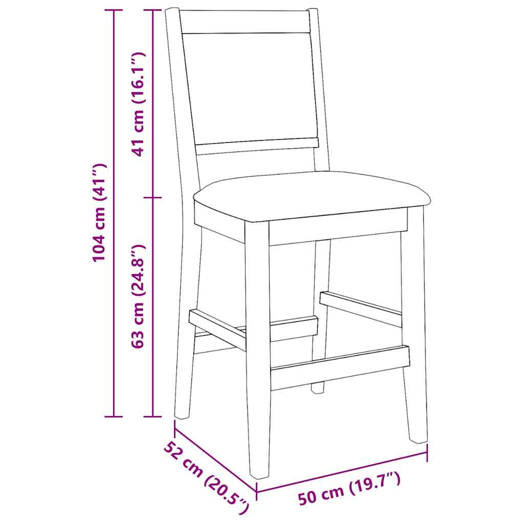 vidaXL Barhocker mit Kissen 2 Stk. Braun Massivholz Gummibaum