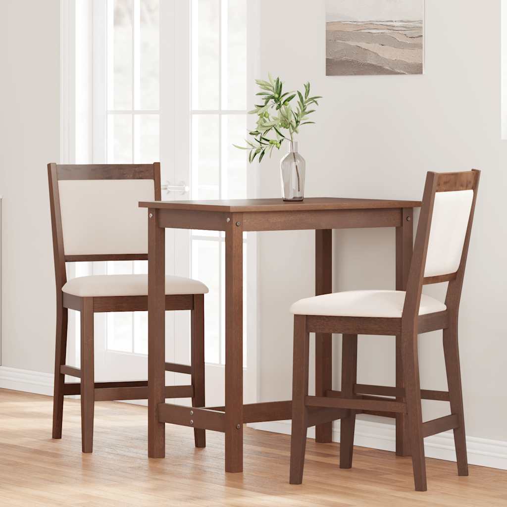 vidaXL Barhocker mit Kissen 2 Stk. Braun Massivholz Gummibaum