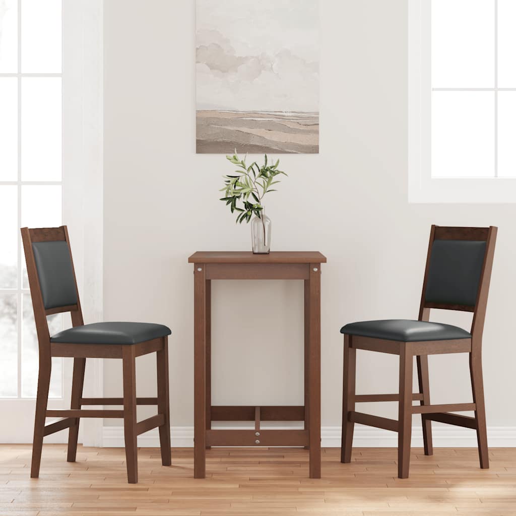 vidaXL Barhocker mit Kissen 2 Stk. Braun Massivholz Gummibaum