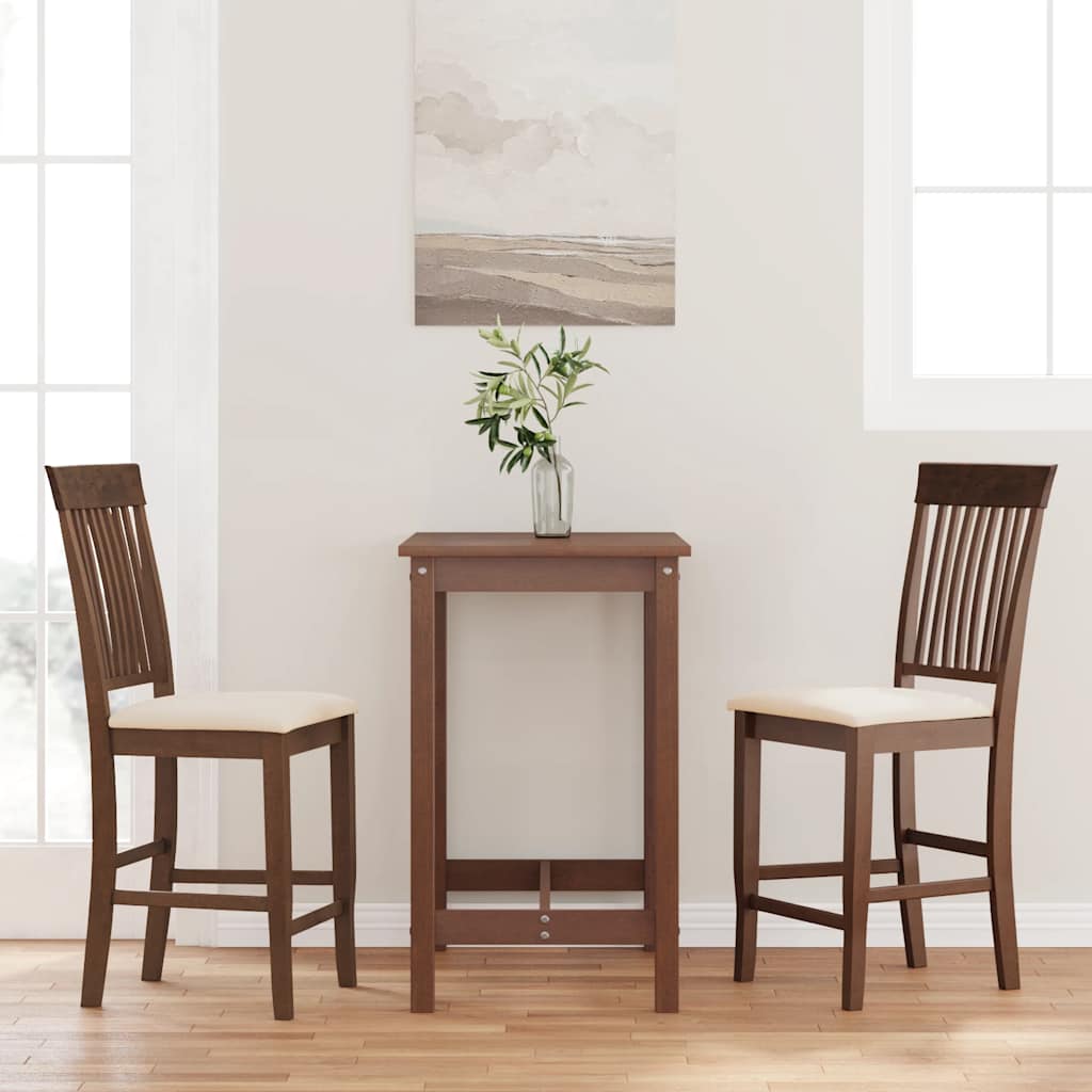 vidaXL Barhocker mit Kissen 2 Stk. Braun Massivholz Gummibaum
