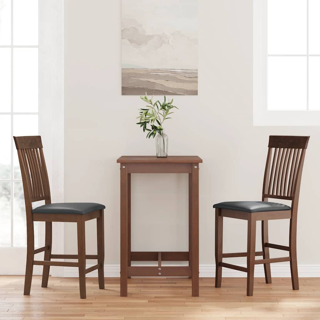 vidaXL Barhocker mit Kissen 2 Stk. Braun Massivholz Gummibaum