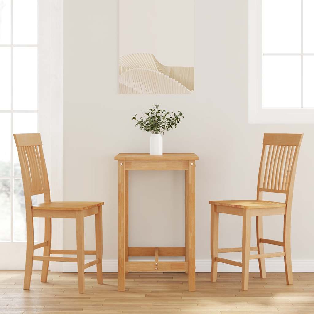 vidaXL Barhocker mit Kissen 2 Stk. Braun Massivholz Gummibaum