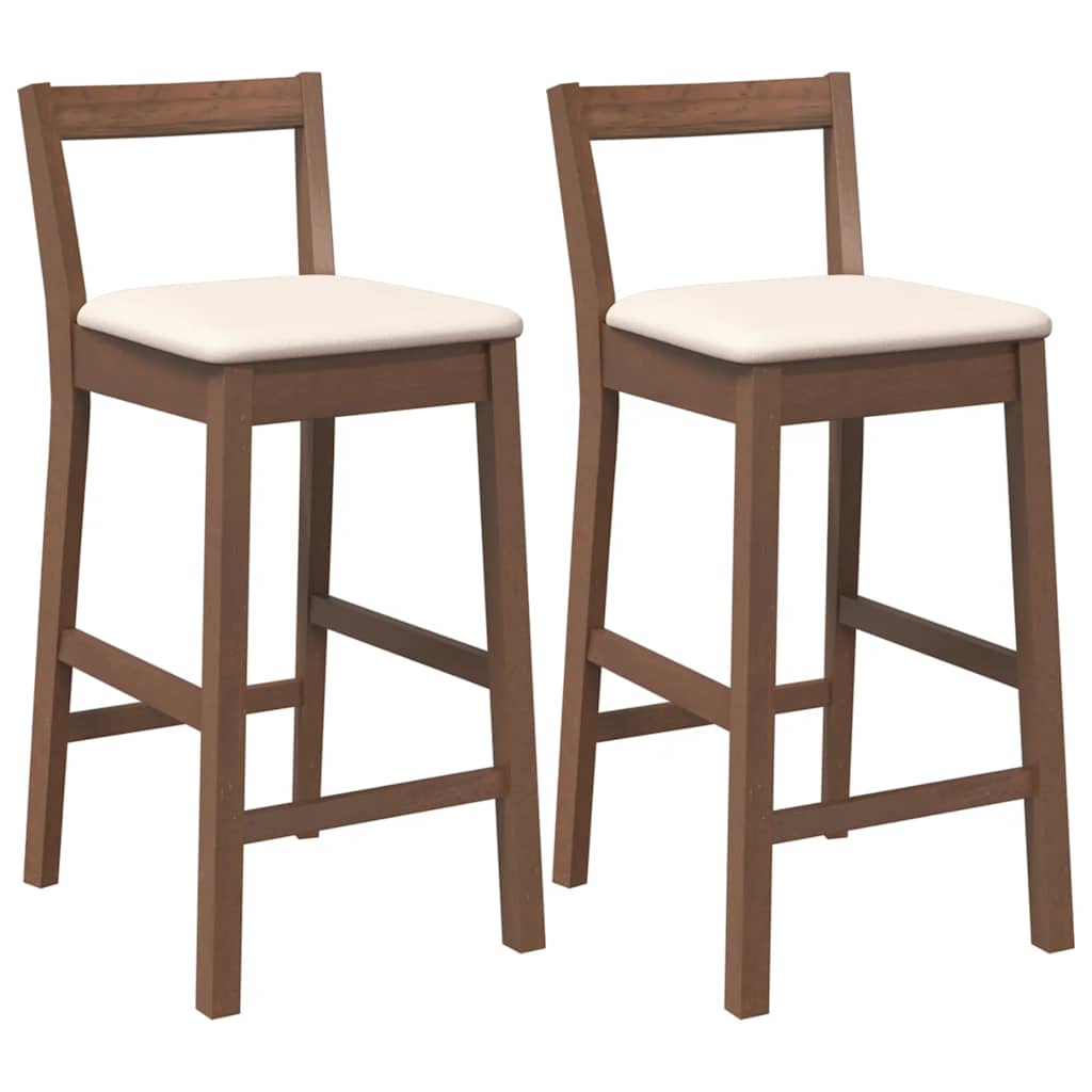 vidaXL Barhocker mit Kissen 2 Stk. Braun Massivholz Gummibaum