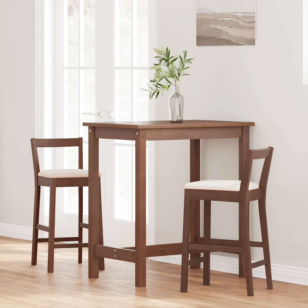 vidaXL Barhocker mit Kissen 2 Stk. Braun Massivholz Gummibaum
