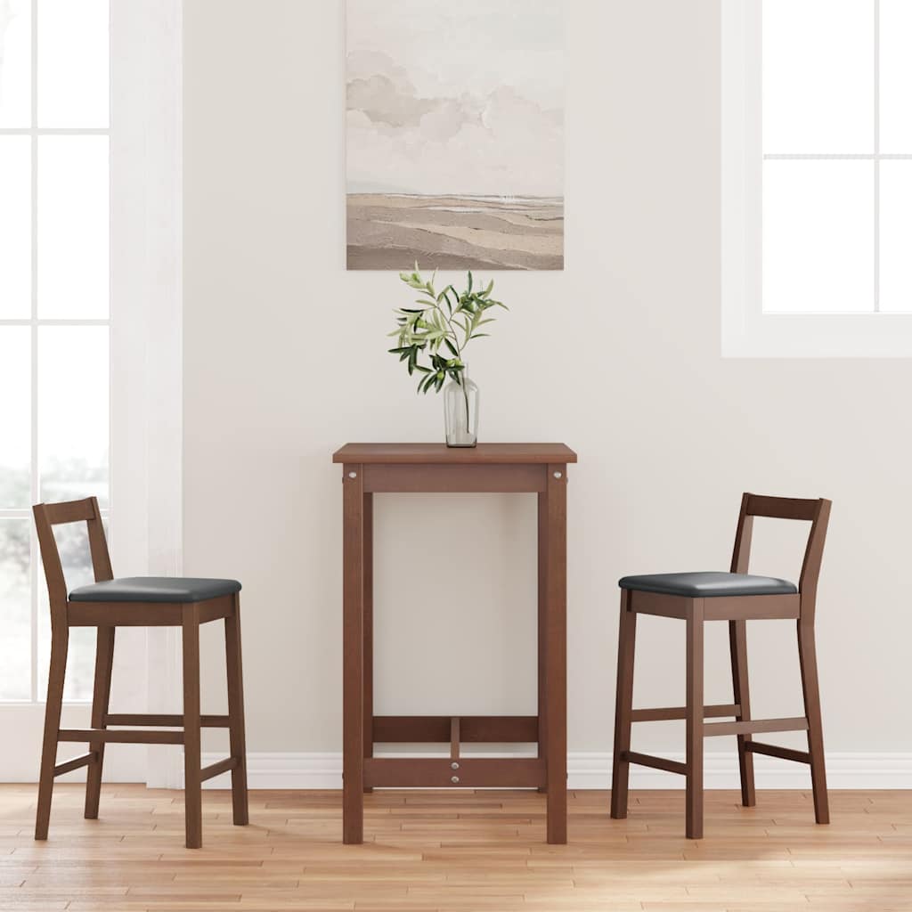 vidaXL Barhocker mit Kissen 2 Stk. Braun Massivholz Gummibaum