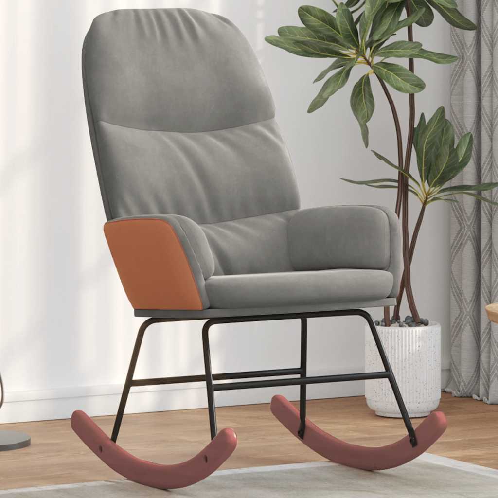 vidaXL Schaukelstuhl Hellgrau Samt