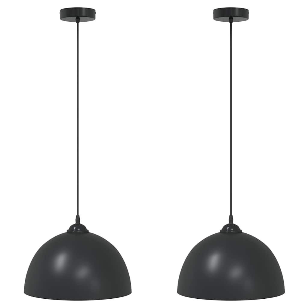 vidaXL Pendelleuchten 2 Stk. Höhenverstellbar E27 Schwarz Ø30cm Metall