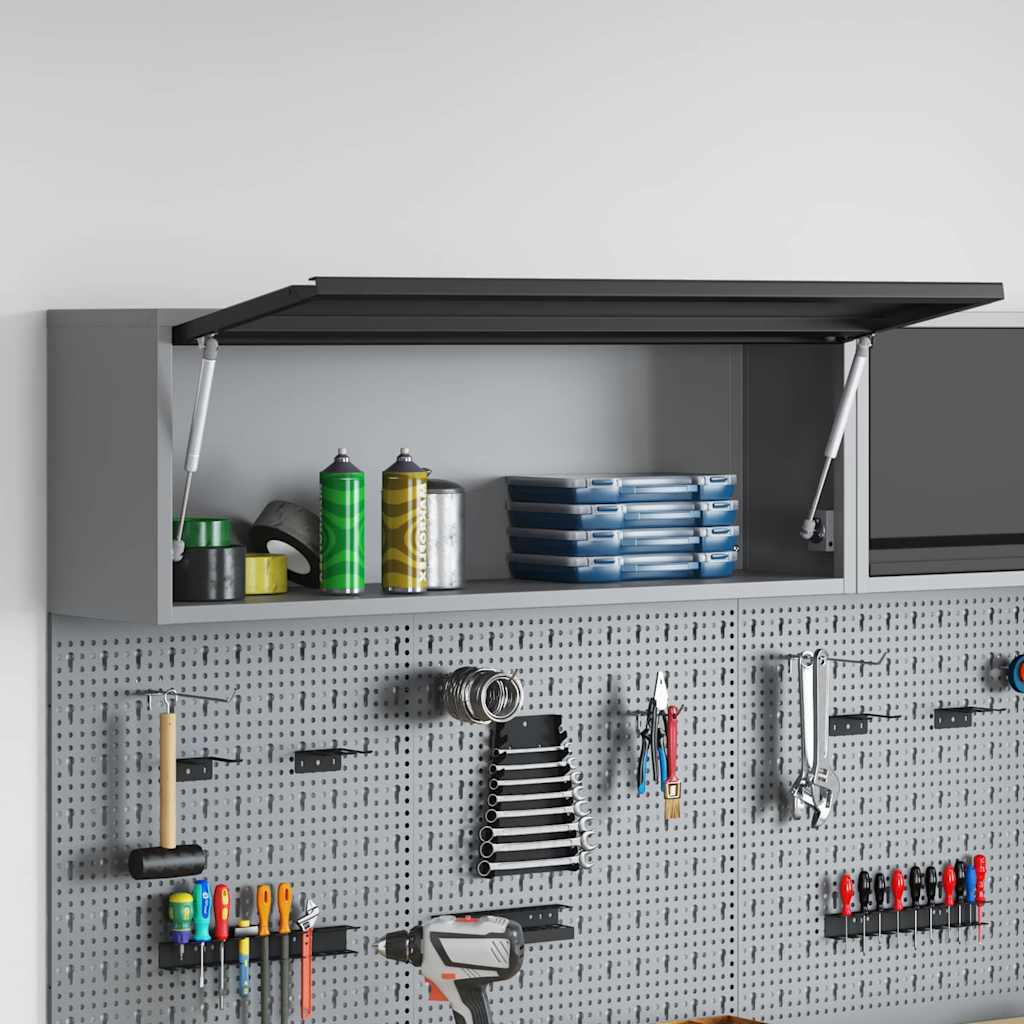 vidaXL Werkzeugschrank mit Speicher Schwarz und Grau 100 x 25 x 35 cm