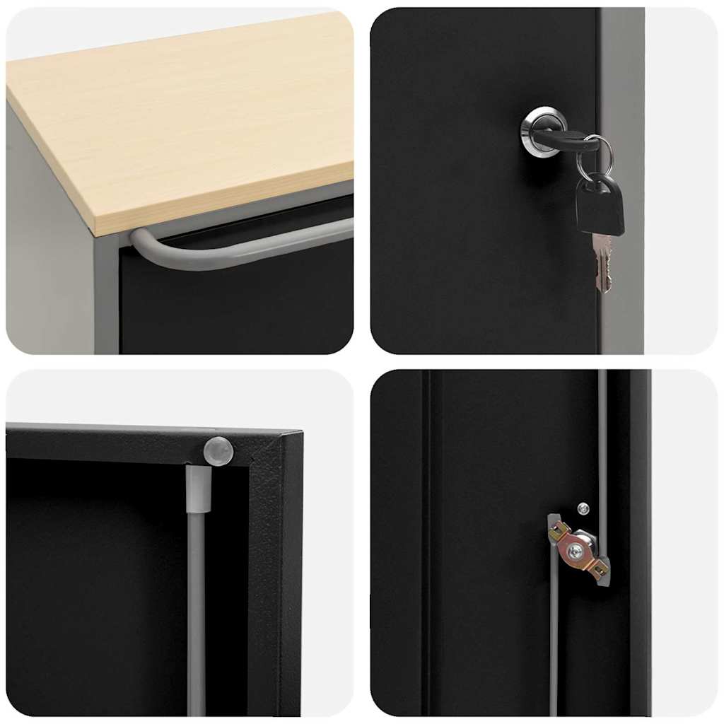 vidaXL Werkbank mit Regal Mit Rad Schwarz und Grau 75 x 45 x 85 cm