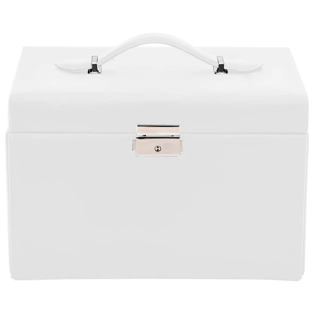 vidaXL Schmuckkästchen 3-Schichten mit Spiegel Abschließbar Weiß