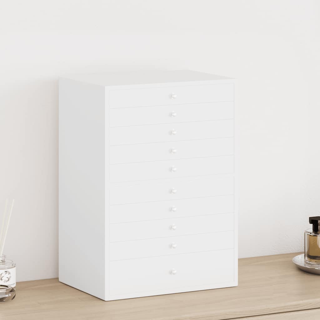 vidaXL Schmuckkästchen 10-lagig mit Uhrenhaltern Weiß 29x20,5x40,5 cm