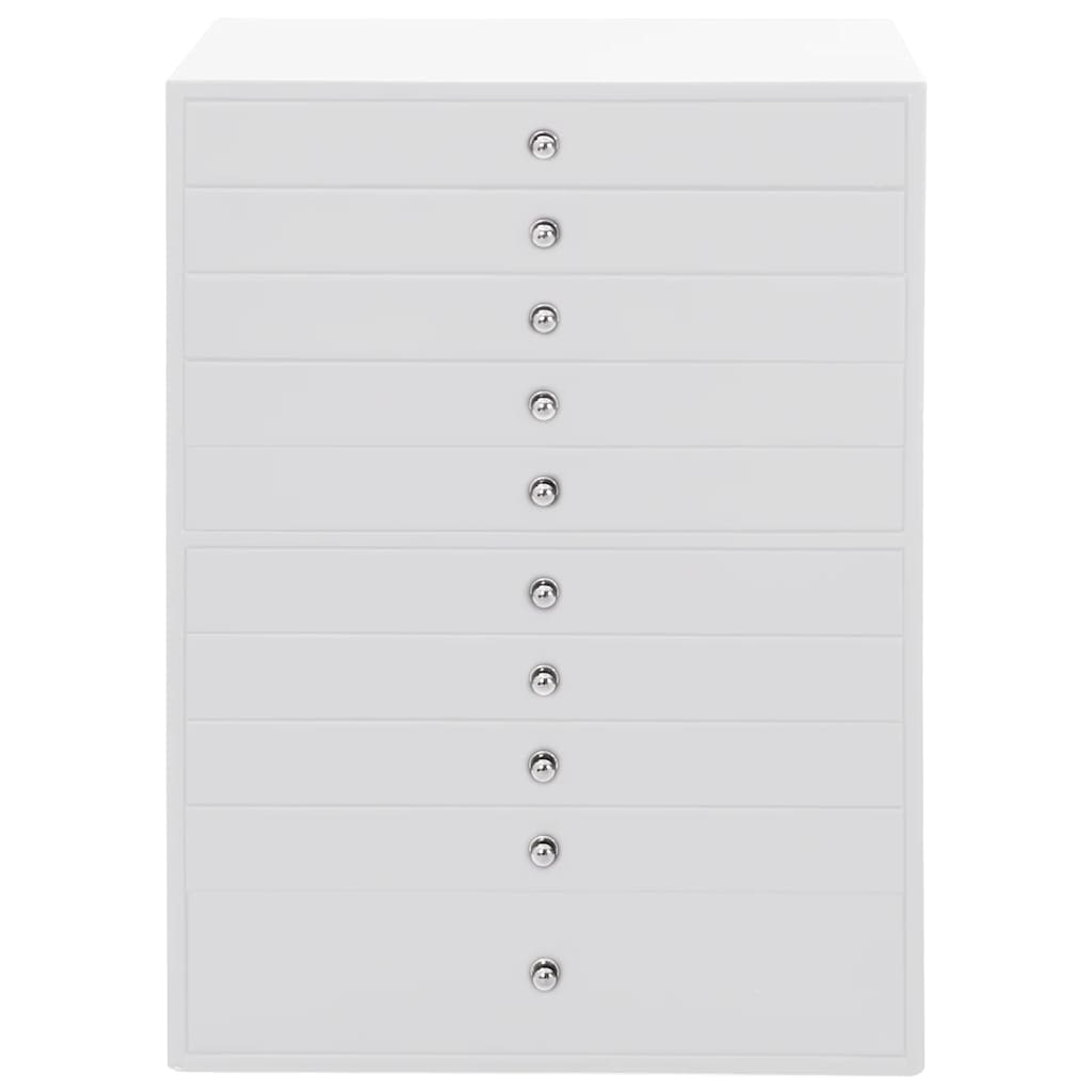 vidaXL Schmuckkästchen 10-lagig mit Uhrenhaltern Weiß 29x20,5x40,5 cm