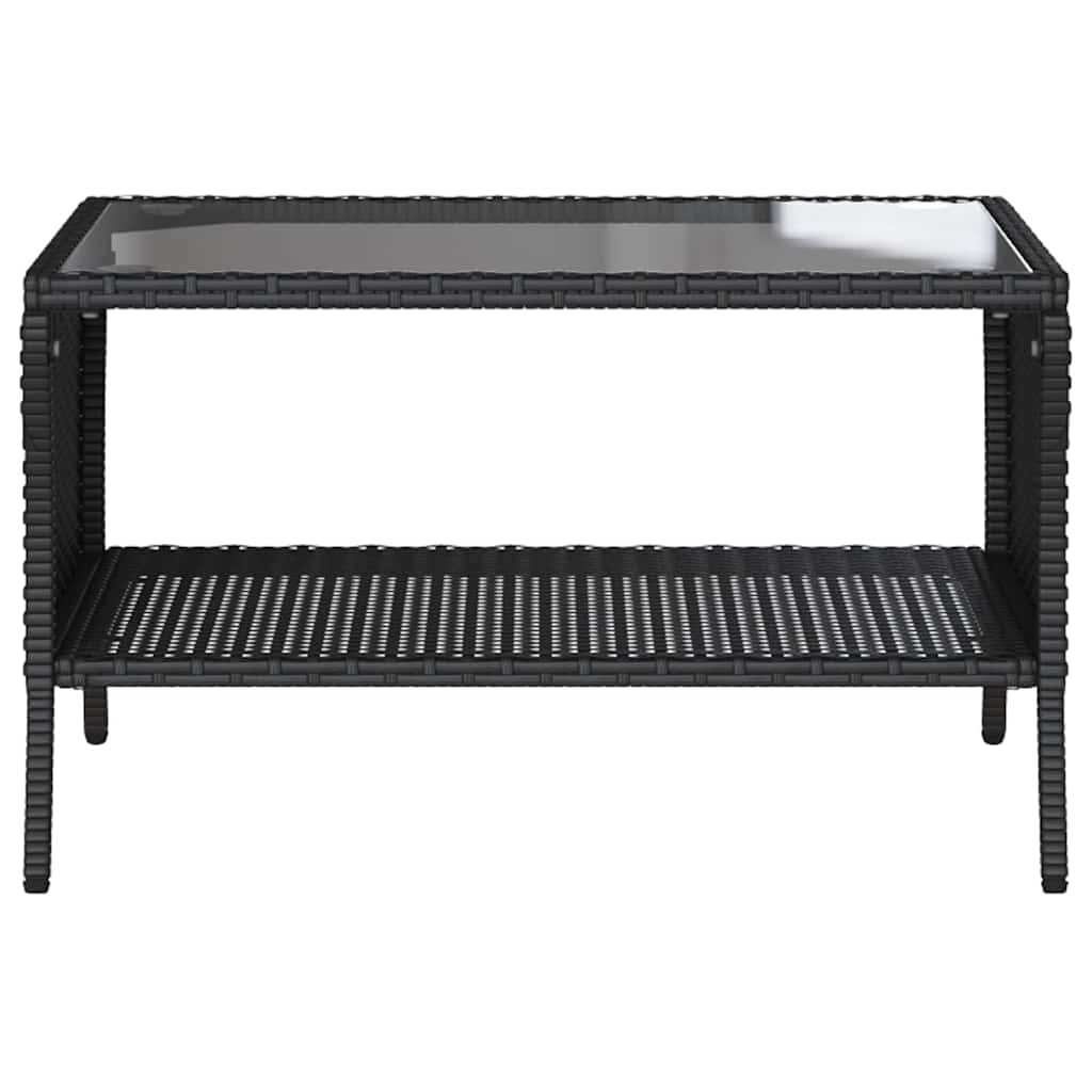 vidaXL Gartensofa 2-Sitzer mit Kissen & Tisch Schwarz Poly Rattan