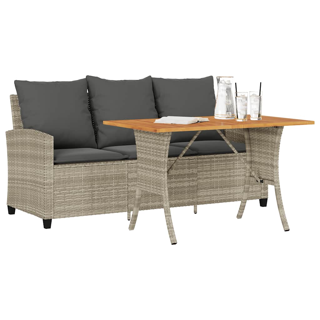 vidaXL Gartensofa 3-Sitzer mit Kissen & Tisch Schwarz Poly Rattan