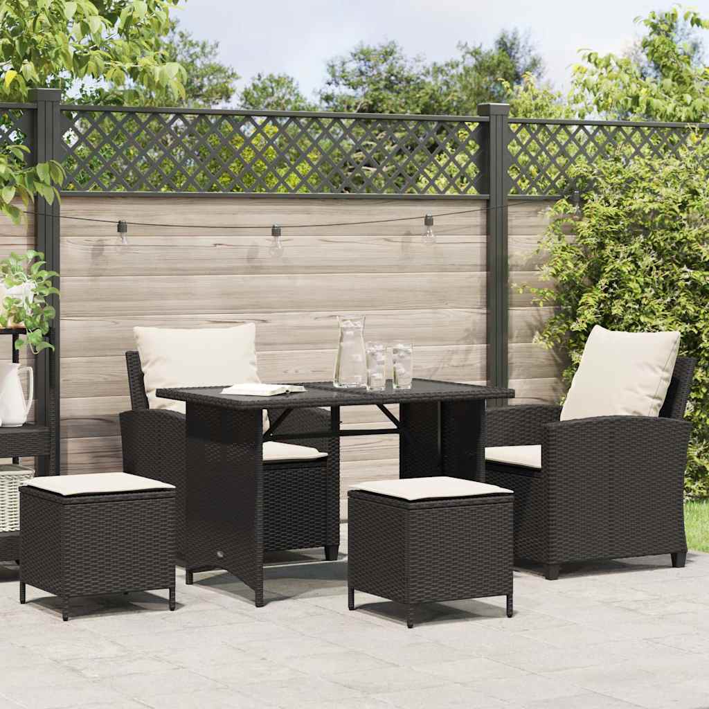 vidaXL 4-tlg. Garten-Sofagarnitur mit Kissen Schwarz Poly Rattan