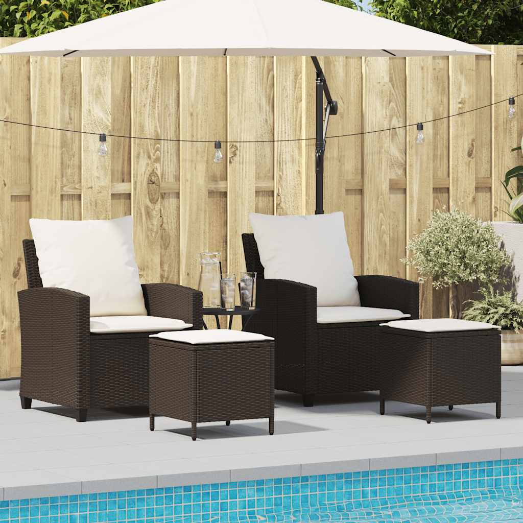 vidaXL 4-tlg. Garten-Sofagarnitur mit Kissen Schwarz Poly Rattan