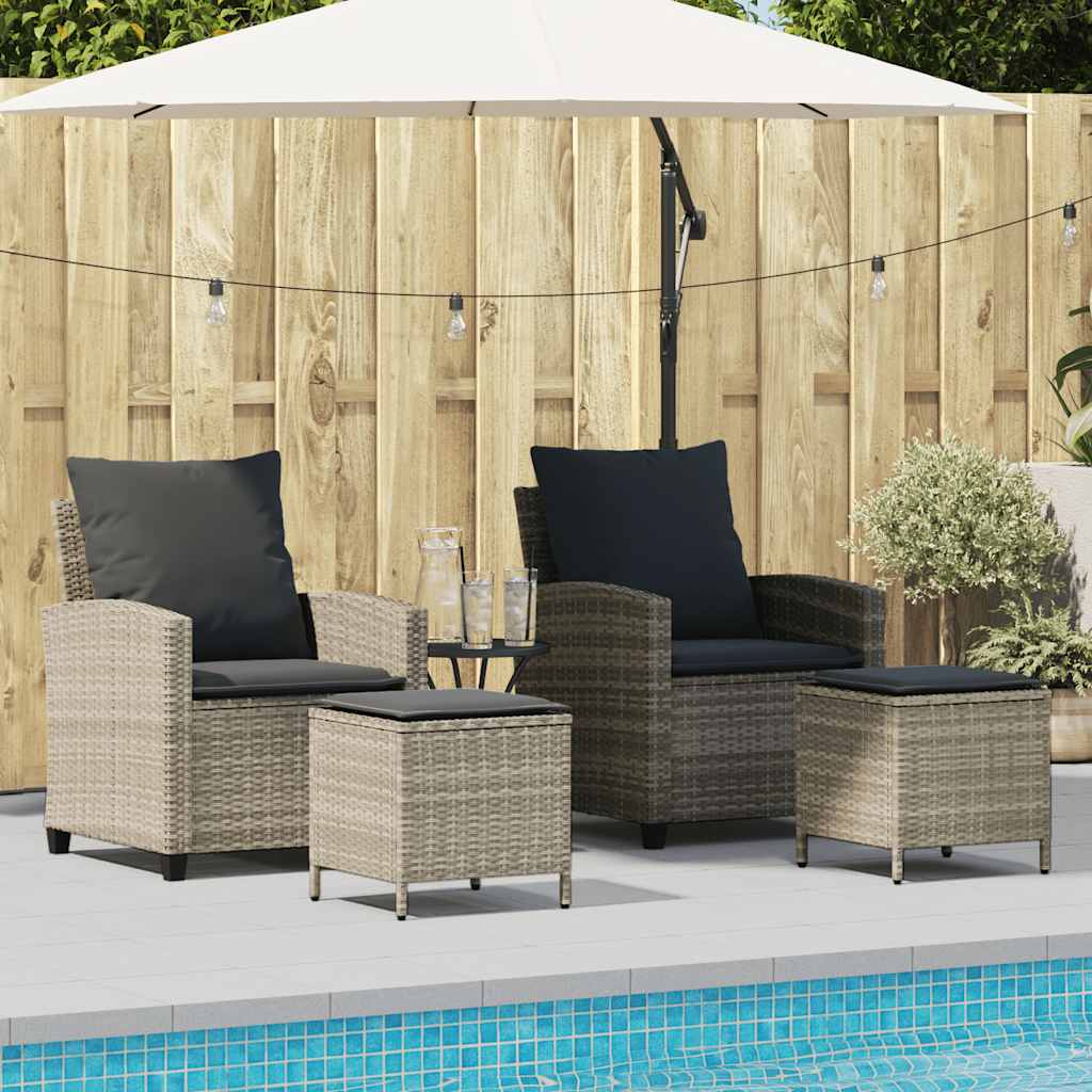 vidaXL 4-tlg. Garten-Sofagarnitur mit Kissen Schwarz Poly Rattan