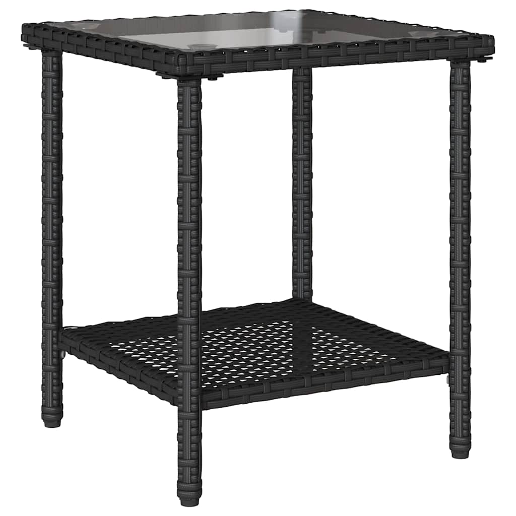 vidaXL Gartensofa in L-Form mit Tisch und Kissen Schwarz Poly Rattan