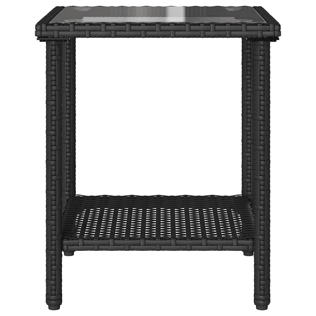 vidaXL Gartensofa in L-Form mit Tisch und Kissen Schwarz Poly Rattan