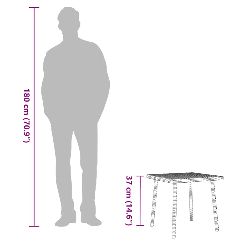 vidaXL Garten-Couchtisch Rechteckig Braun 40x40x37 cm Poly Rattan