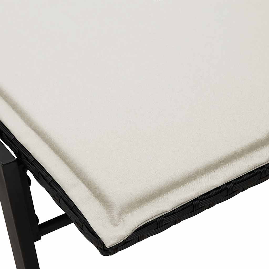 vidaXL Sonnenliege mit Auflage Schwarz Poly-Rattan