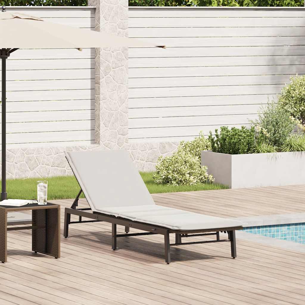 vidaXL Sonnenliege mit Auflage Schwarz Poly-Rattan