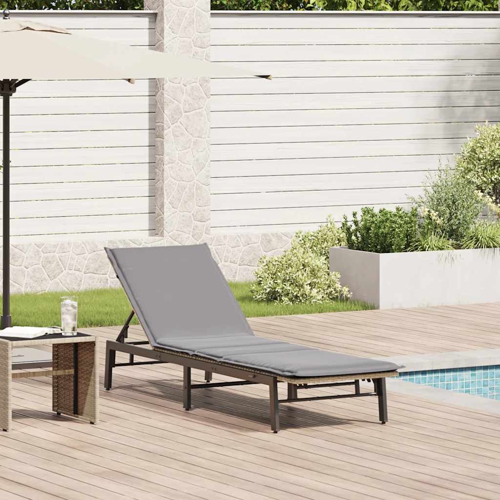 vidaXL Sonnenliege mit Auflage Schwarz Poly-Rattan