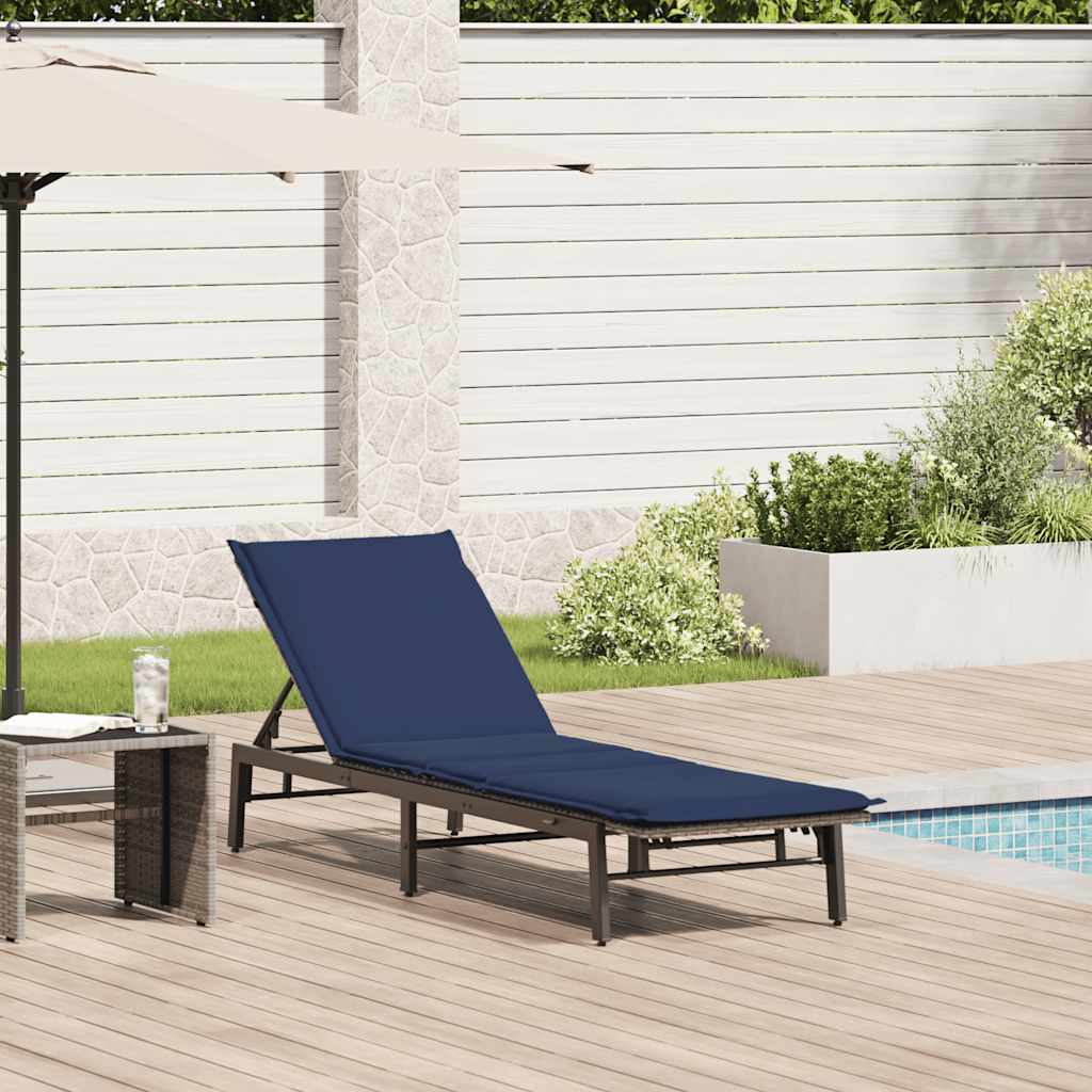 vidaXL Sonnenliege mit Auflage Schwarz Poly-Rattan