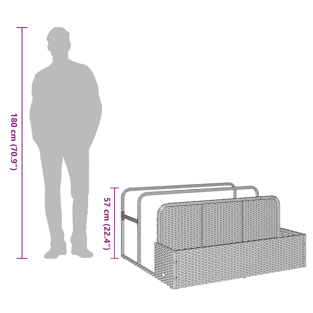 vidaXL Pool Aufbewahrungsbehälter Schwarz 110x100x57 cm Poly Rattan