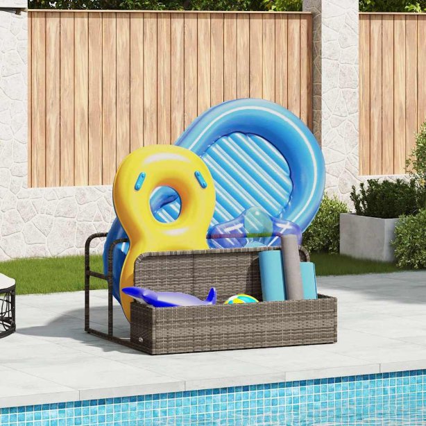 vidaXL Pool Aufbewahrungsbehälter Schwarz 110x100x57 cm Poly Rattan