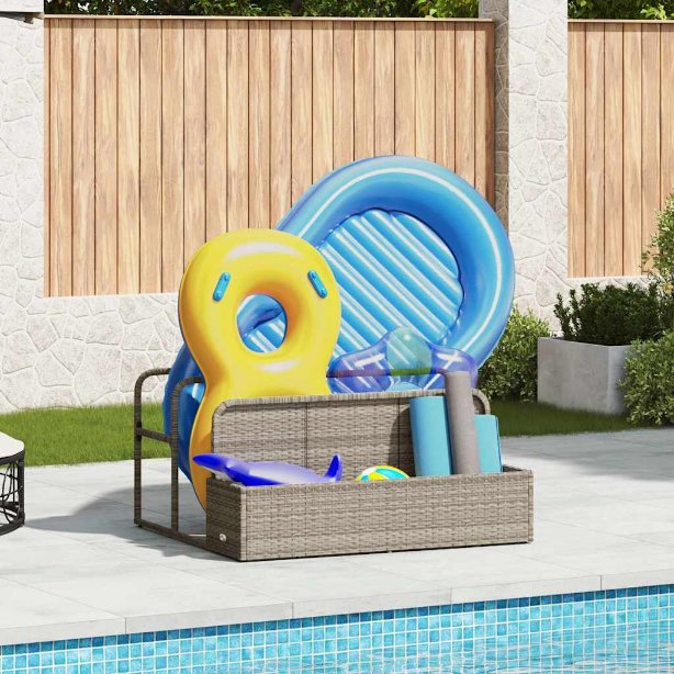 vidaXL Pool Aufbewahrungsbehälter Schwarz 110x100x57 cm Poly Rattan