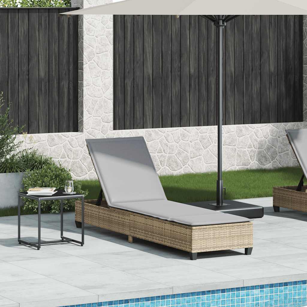 vidaXL Sonnenliege mit Auflagen Braun 55x200x25,5cm Poly Rattan