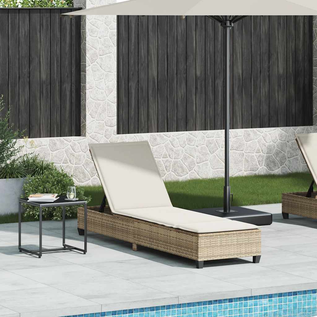 vidaXL Sonnenliege mit Auflagen Braun 55x200x25,5cm Poly Rattan