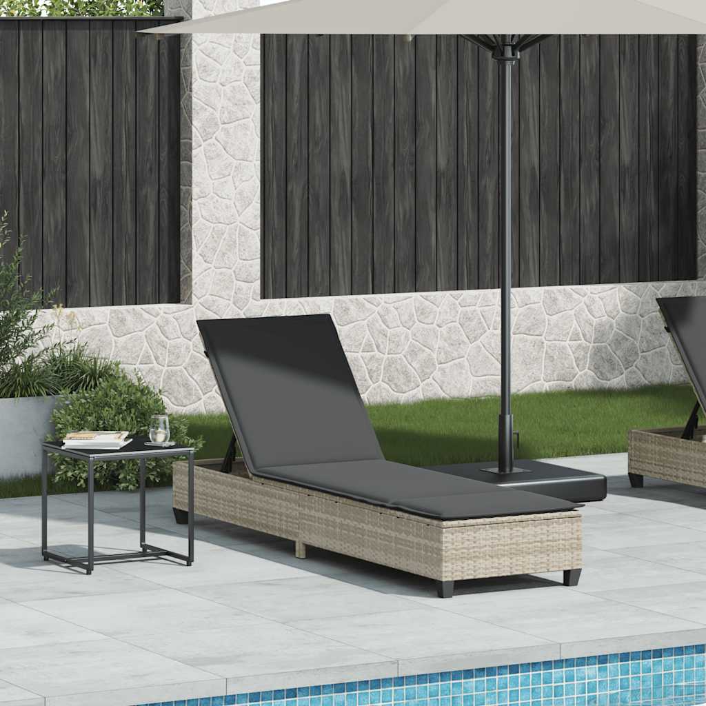 vidaXL Sonnenliege mit Auflagen Braun 55x200x25,5cm Poly Rattan
