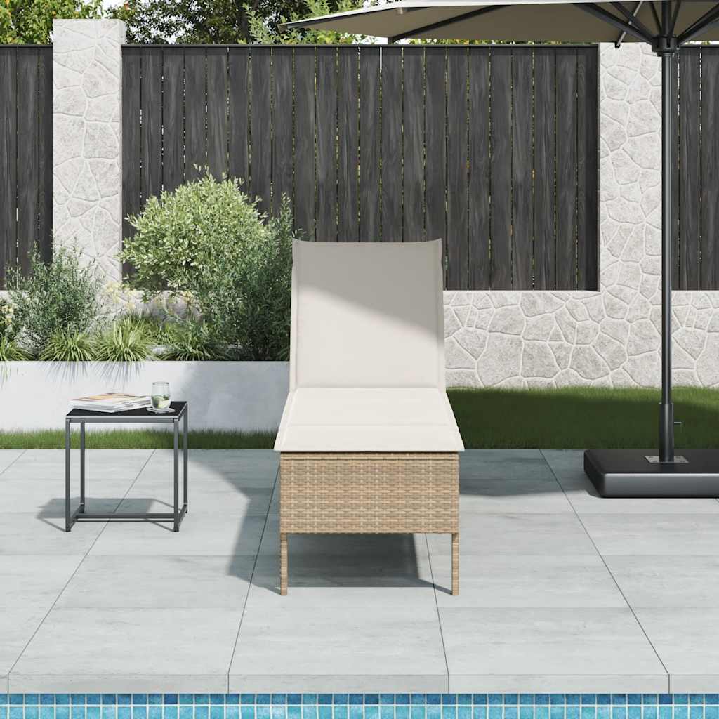 vidaXL Sonnenliege mit Auflage Schwarz 55x200x44 cm Poly Rattan