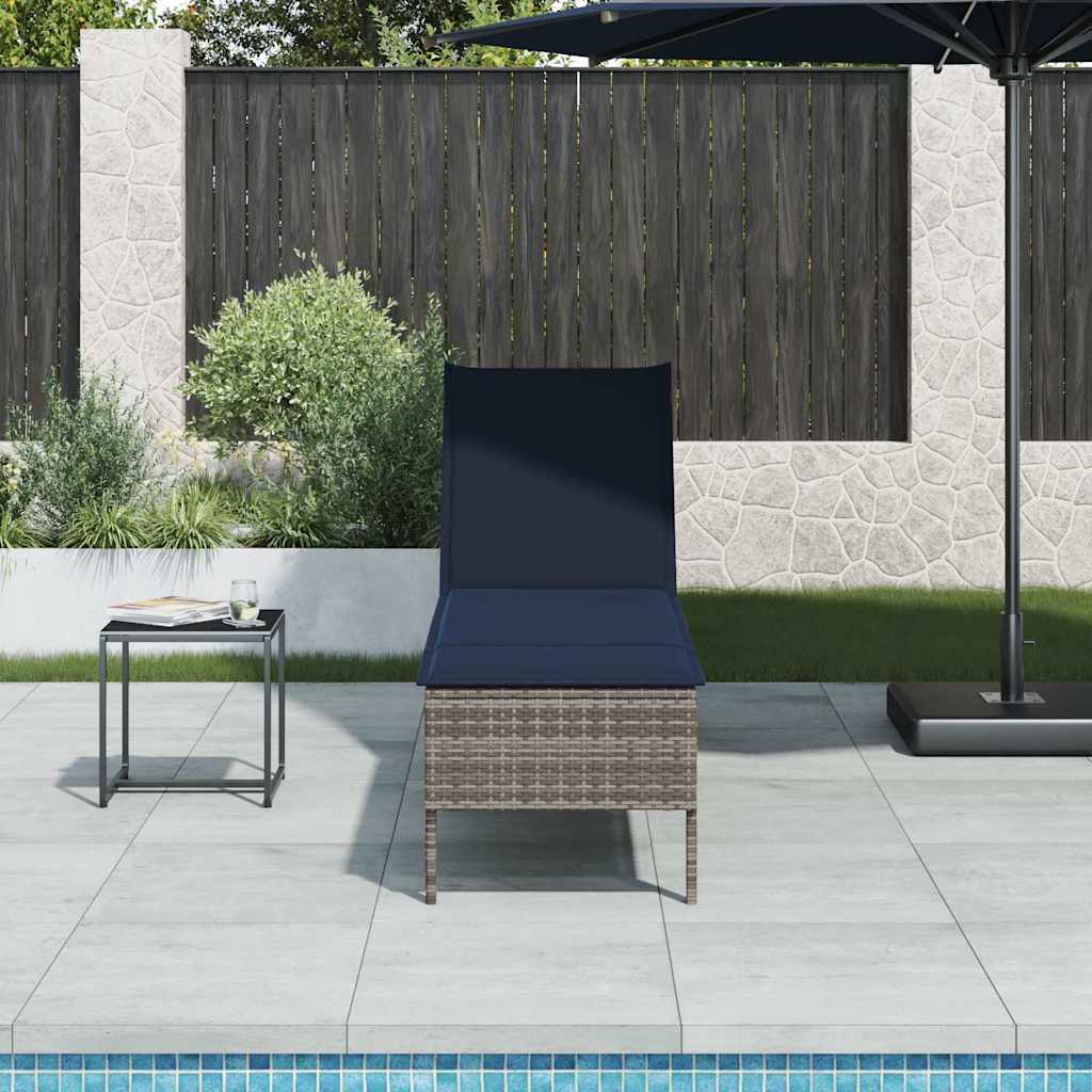 vidaXL Sonnenliege mit Auflage Schwarz 55x200x44 cm Poly Rattan