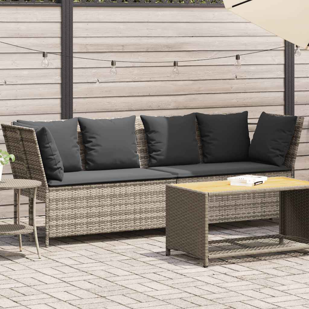 vidaXL Gartensofa mit Kissen Schwarz Poly Rattan