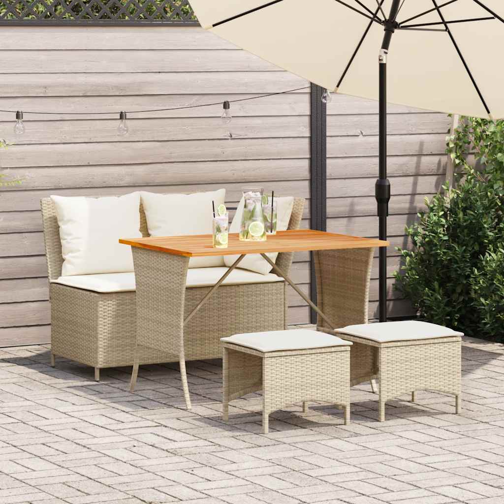 vidaXL 4-tlg. Garten-Essgruppe mit Kissen Schwarz Poly Rattan