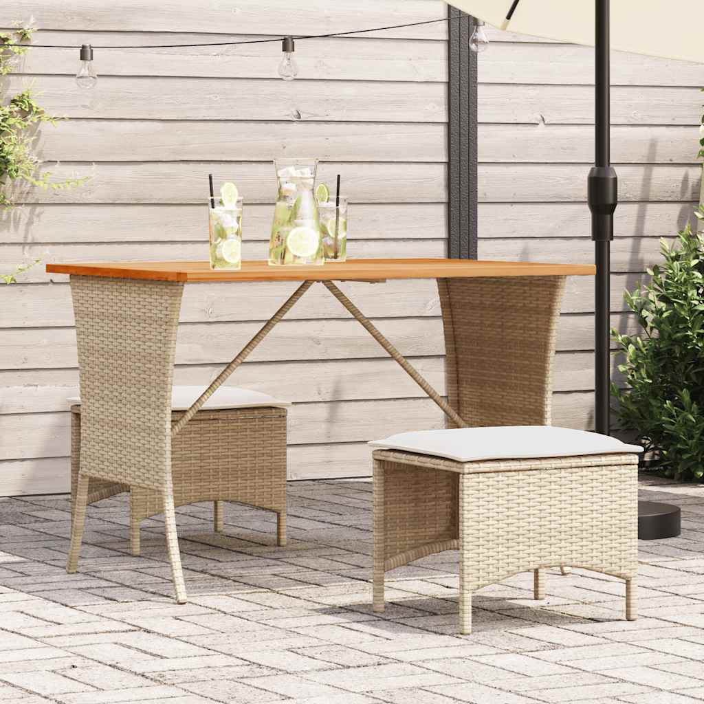 vidaXL 3-tlg. Garten-Essgruppe mit Kissen Schwarz Poly Rattan