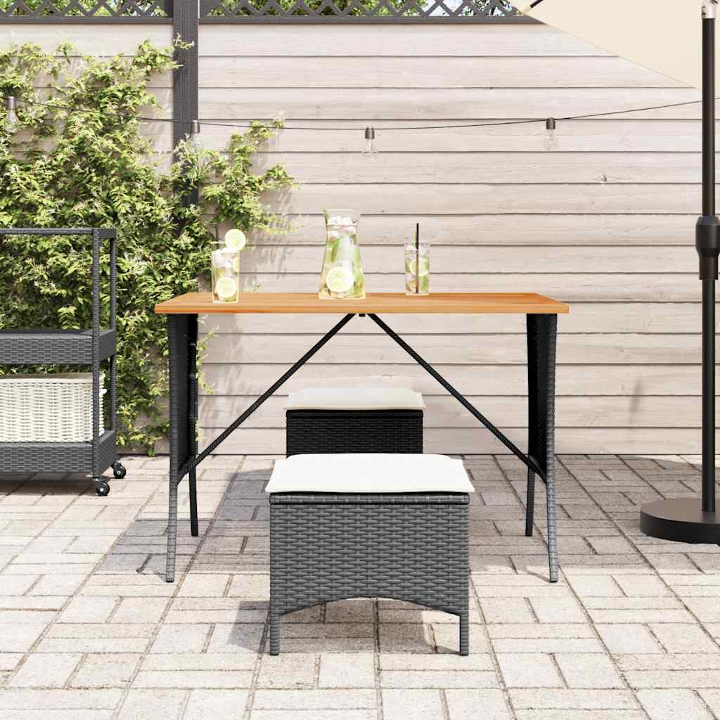 vidaXL Gartentisch mit Akazienholzplatte 105x75x72 cm Poly Rattan