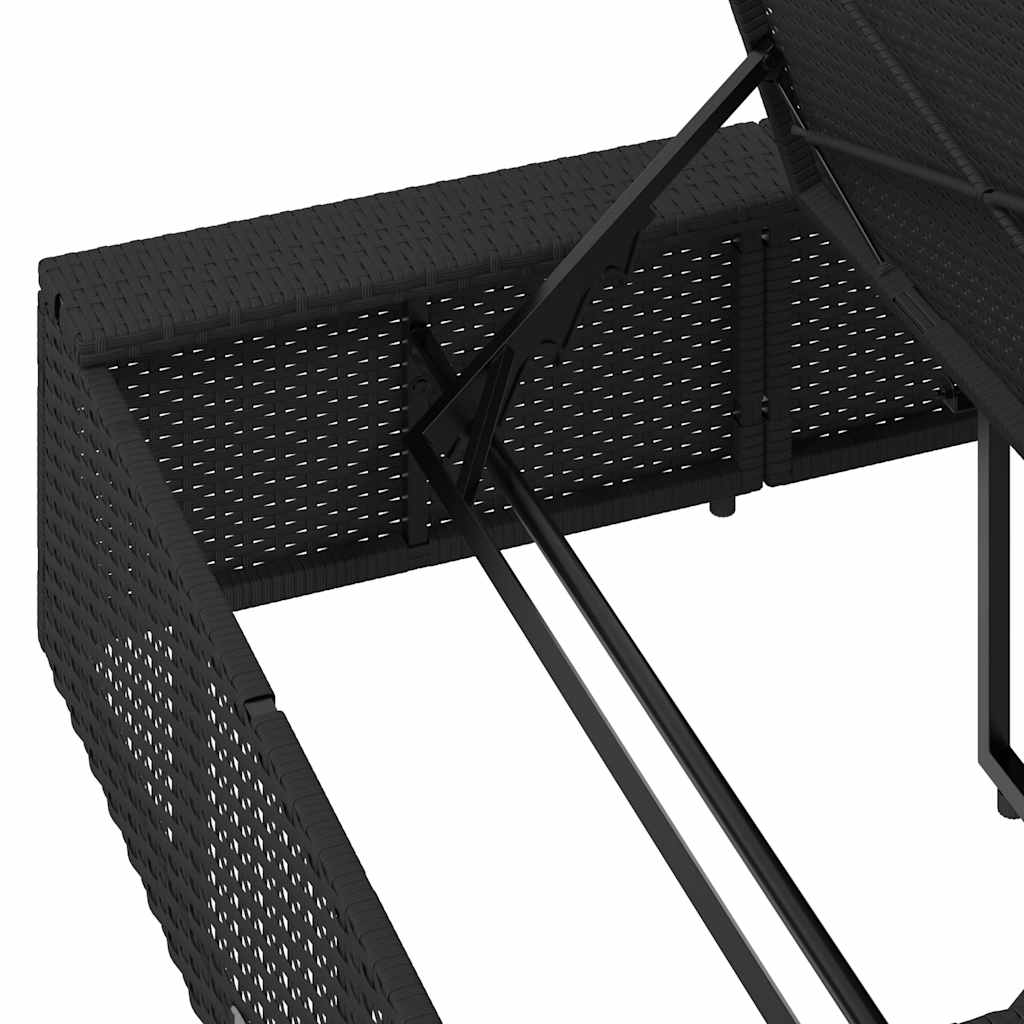 vidaXL Sonnenliege mit schwebender Auflage Schwarz Poly Rattan